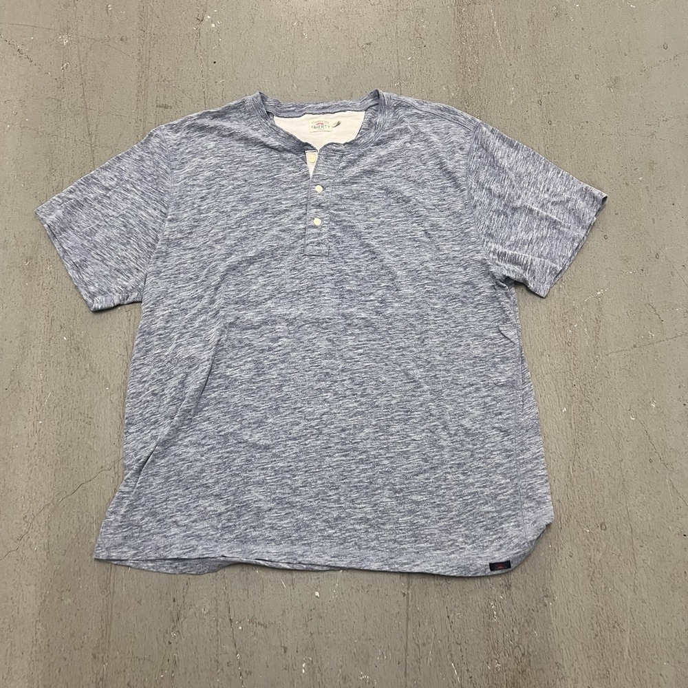 Faherty Henley‎ Men's XXL Heather Solid Grey Short Sleeve